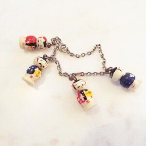 ANTIQUE 50'S TWO CHILDREN'S LITTLE CHARM BRACELETS A